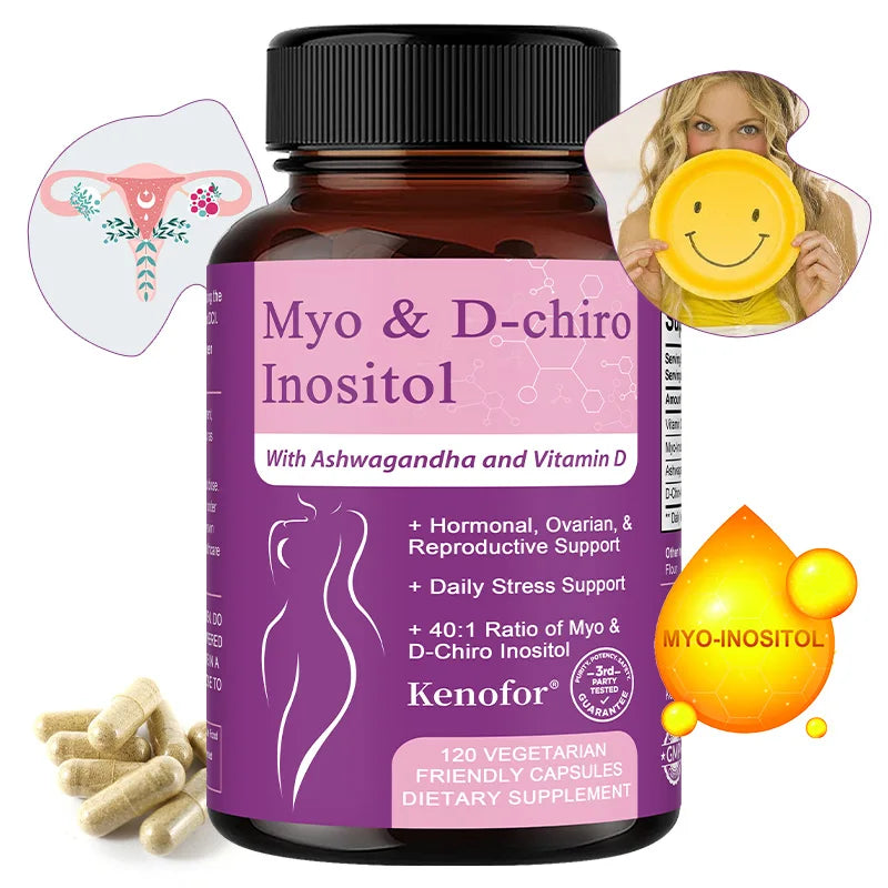 Inositol Supplement for Women, with Ashwagandha & Vitamin D3, Support Nerve Health, Women's Health, 120 Capsules