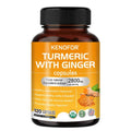 Turmeric Ginger Capsules - Natural Premium Joint Mobility and Muscle Health Promotes Healthy Gut Digestion, Immunity