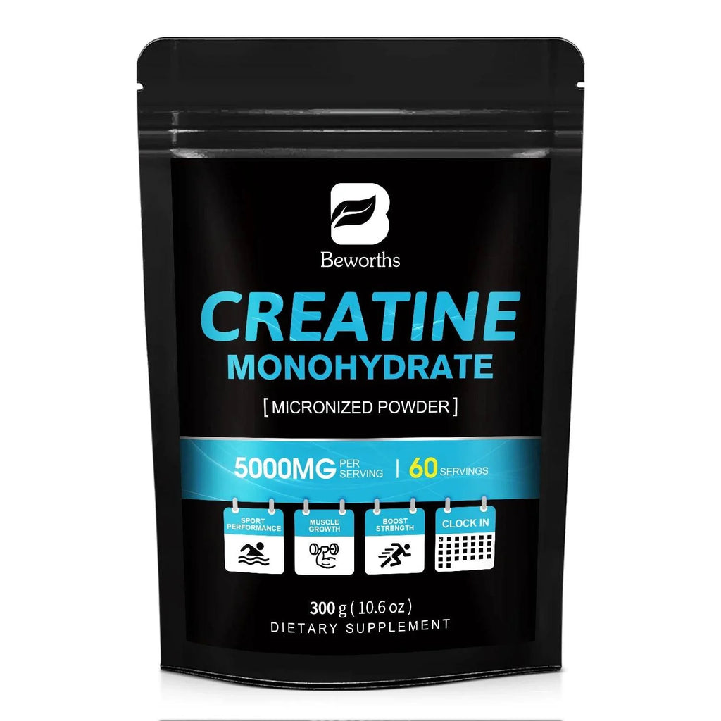 BEWORTHS 300g Creatine Monohydrate Fitness Supplements Build Muscles Muscle Endurance, Non-GMO, Gluten-Free