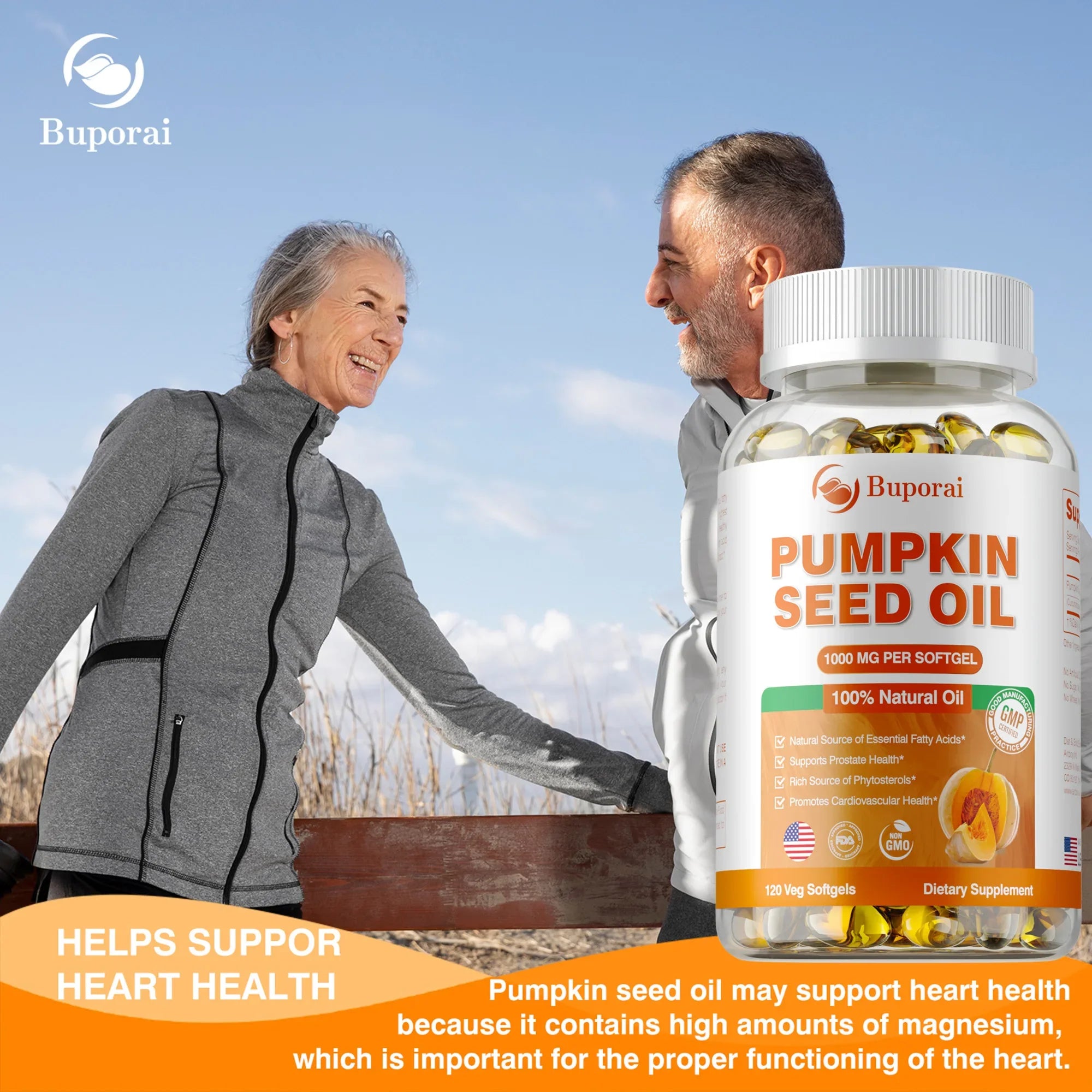 Pumpkin Seed Oil Capsules - Supports Prostate, Bladder,Urinary Tract Health, and Promotes Hair Growth - 120 Capsules