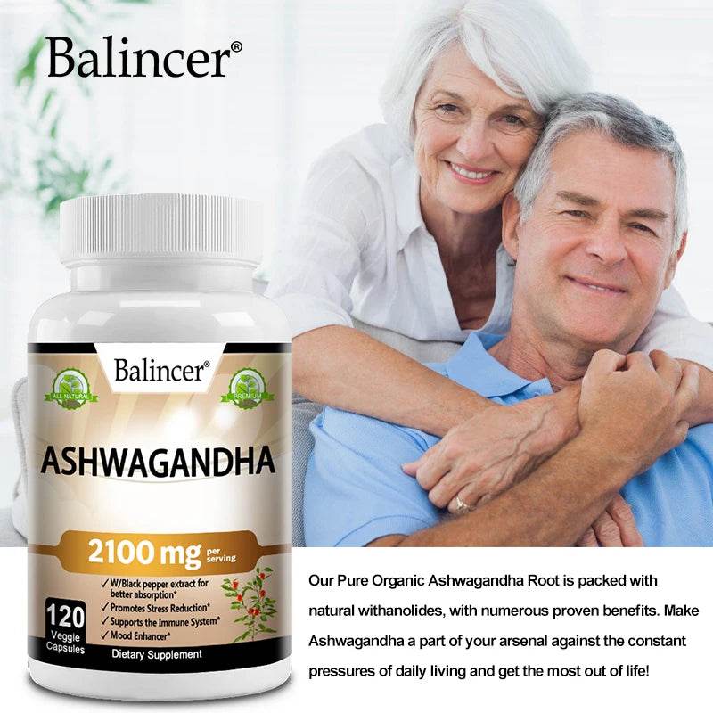 Organic Ashwagandha 2,100 Mg - Stress Relief, Mood Improvement, Immune and Thyroid Support