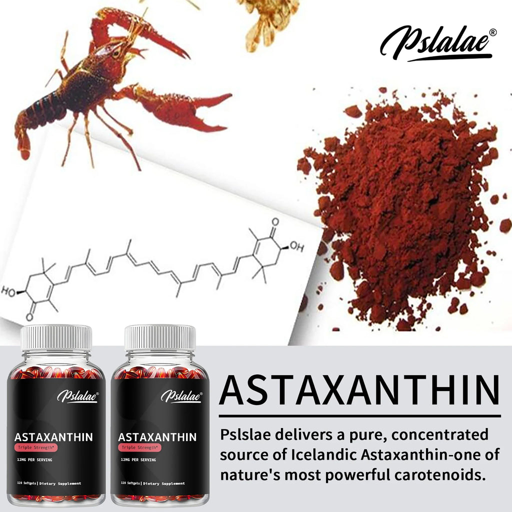 Astaxanthin - Promotes Eye, Joint, Skin and Heart Health, Improves Concentration and Memory  - 120 Capsules