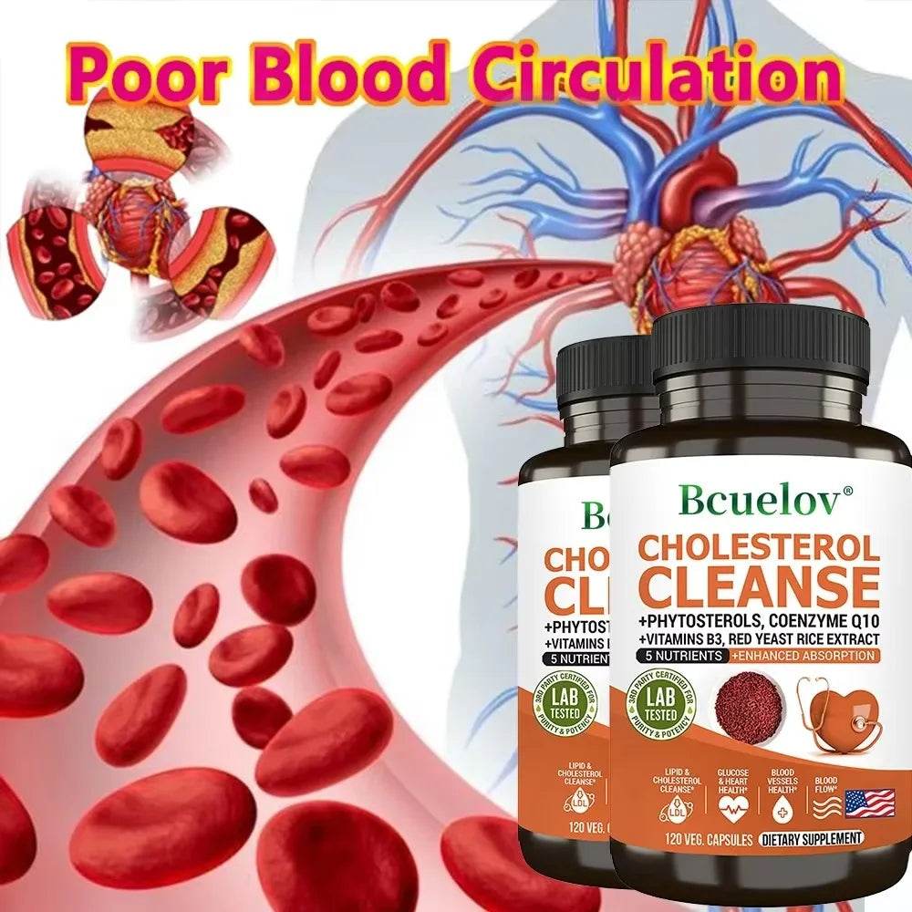 Niacinamide, Red Yeast Rice, Black Pepper Extract, Cholesterol Cleanser - Helps Lower Cholesterol Levels, 120 Capsules