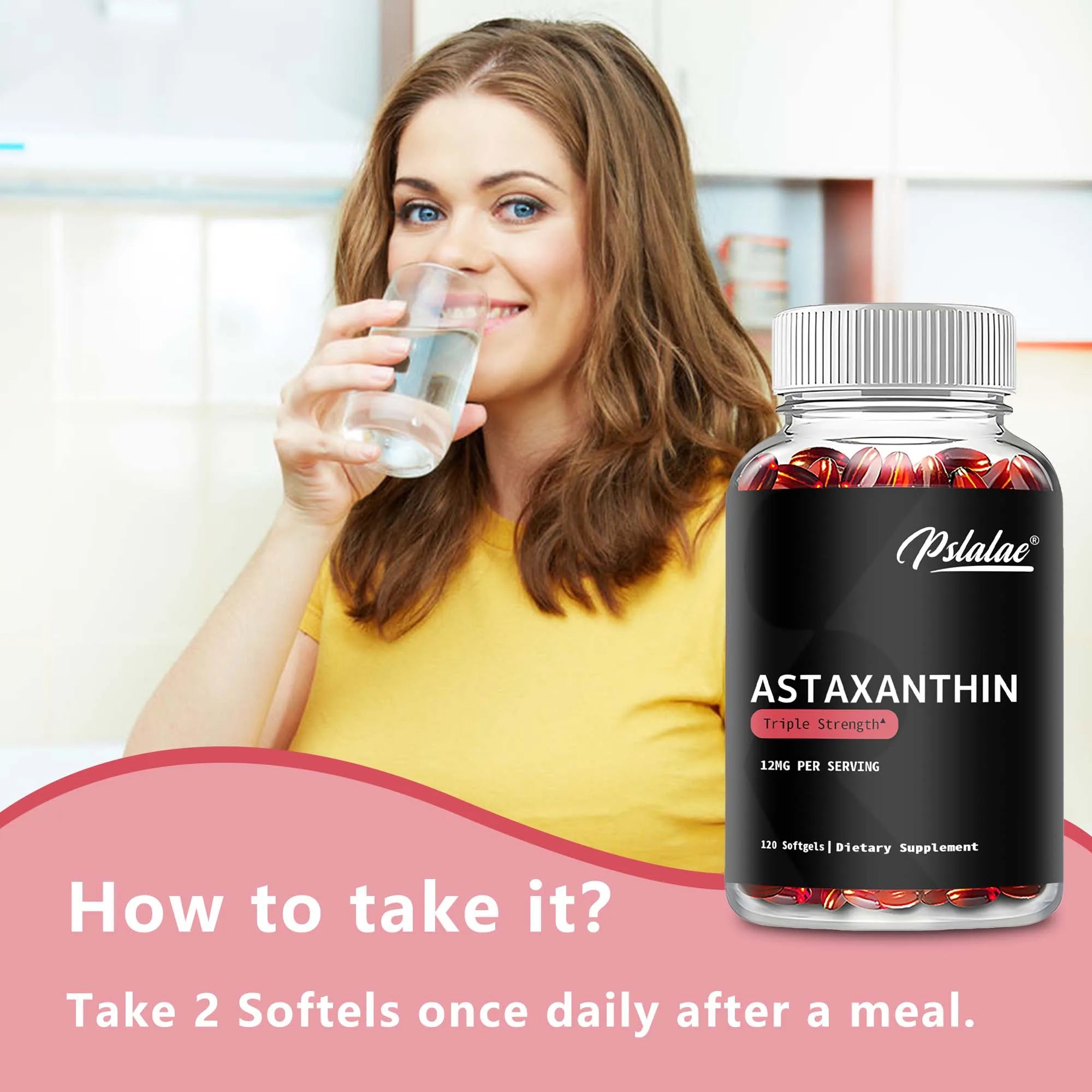 Astaxanthin - Promotes Eye, Joint, Skin and Heart Health, Improves Concentration and Memory  - 120 Capsules