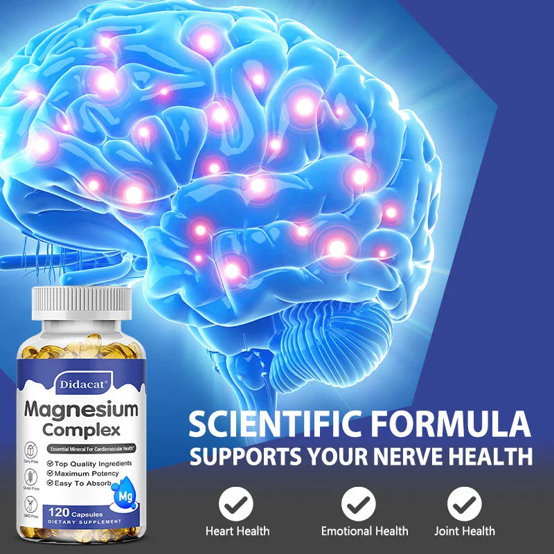 Magnesium Glycinate 500 Mg, Supports Heart, Brain and Bone Health, Antioxidant, Boosts Immunity, Fights Fatigue, Stress