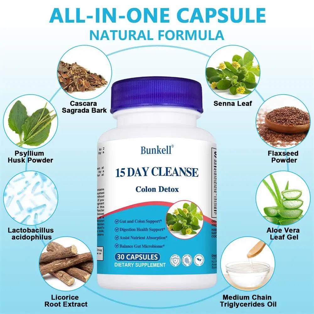 Best Selling Gut Health Supplement Improves Digestive Comfort 15-Day Cleanse Detox Gut and Colon Support Premium Capsules