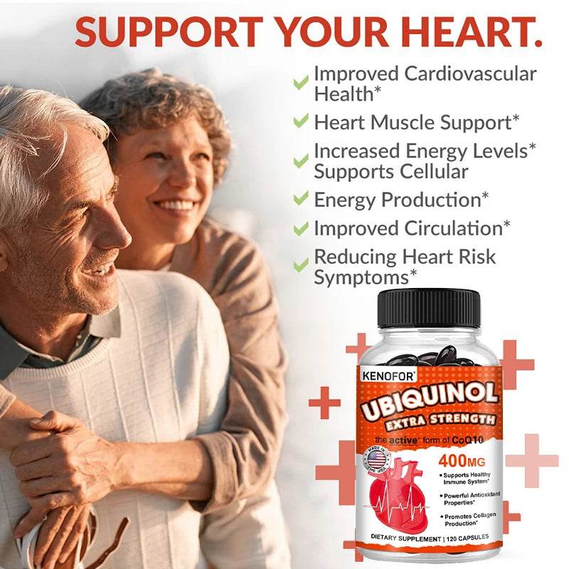 Coenzyme Q10 400 mg Softgel Antioxidant - Excellent absorbency, active form for heart, immune and skin health