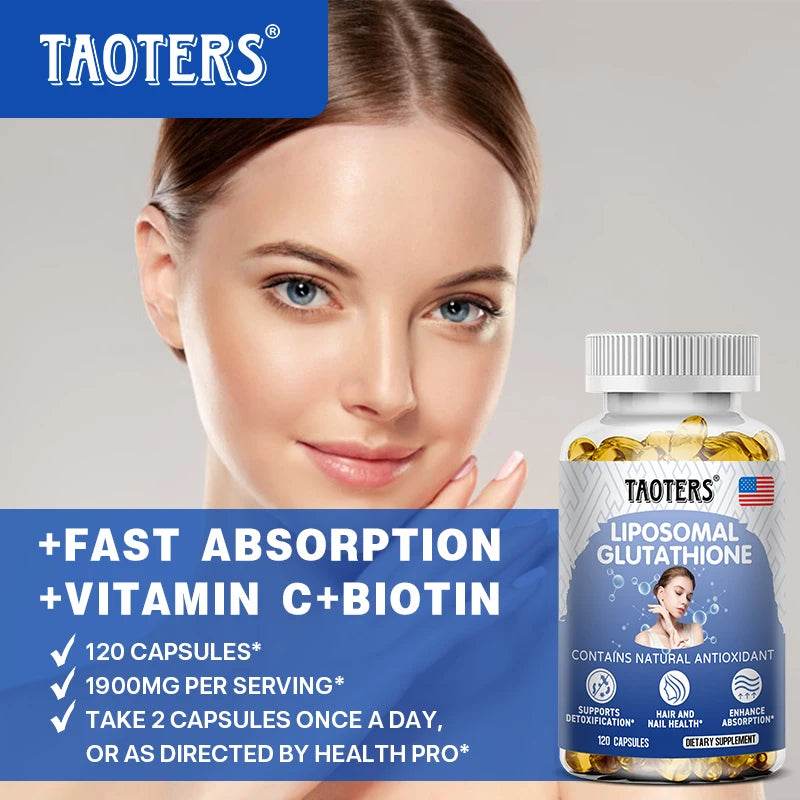 Glutathione Supplement Capsules - Liver and Skin Antioxidant Support, Detoxification, Cardiovascular, Brain, Immune Health