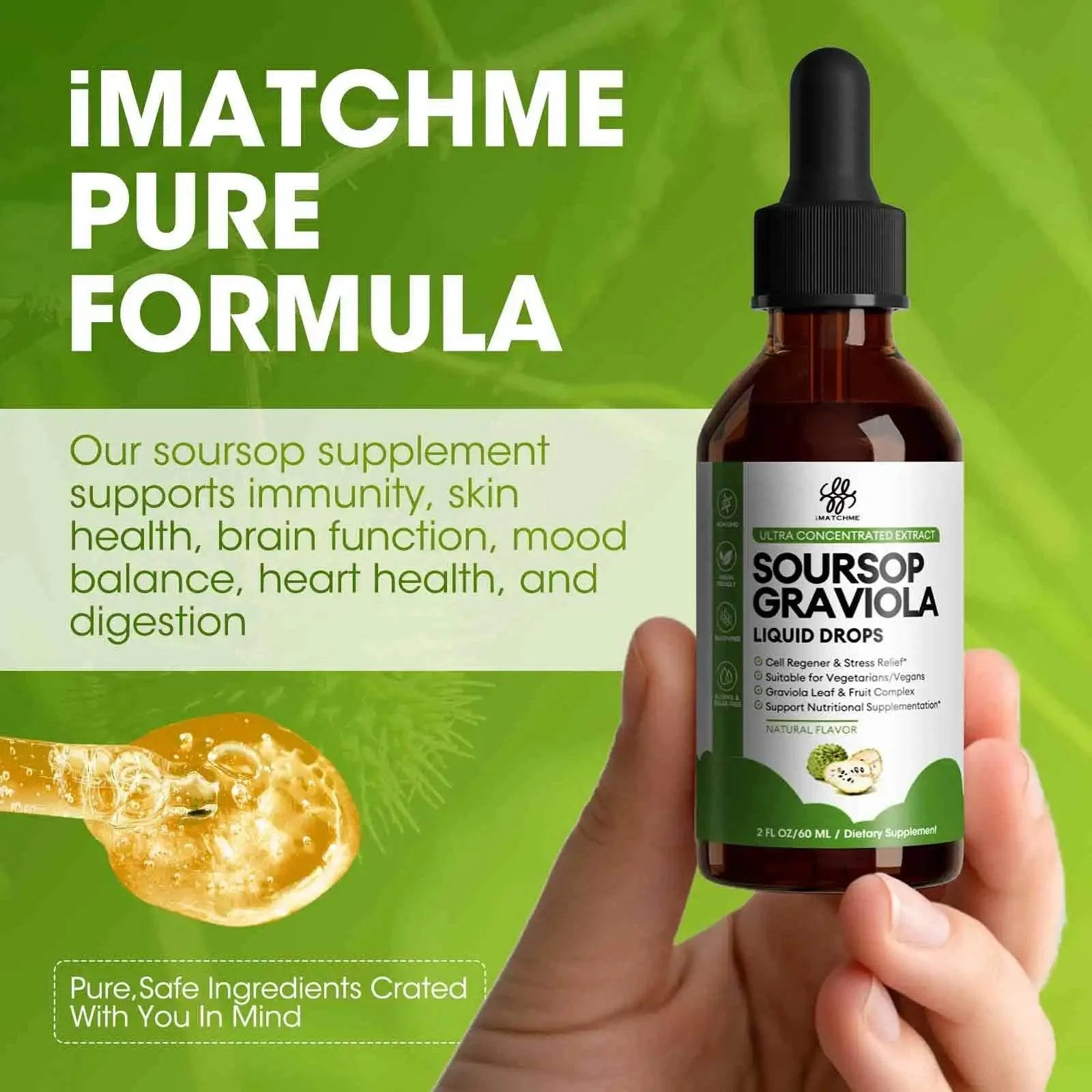 Soursop Graviola Liquid Drop for Cell Support & Regeneration, Immune System and Gut Health Support, Soursop Bitters Liquid