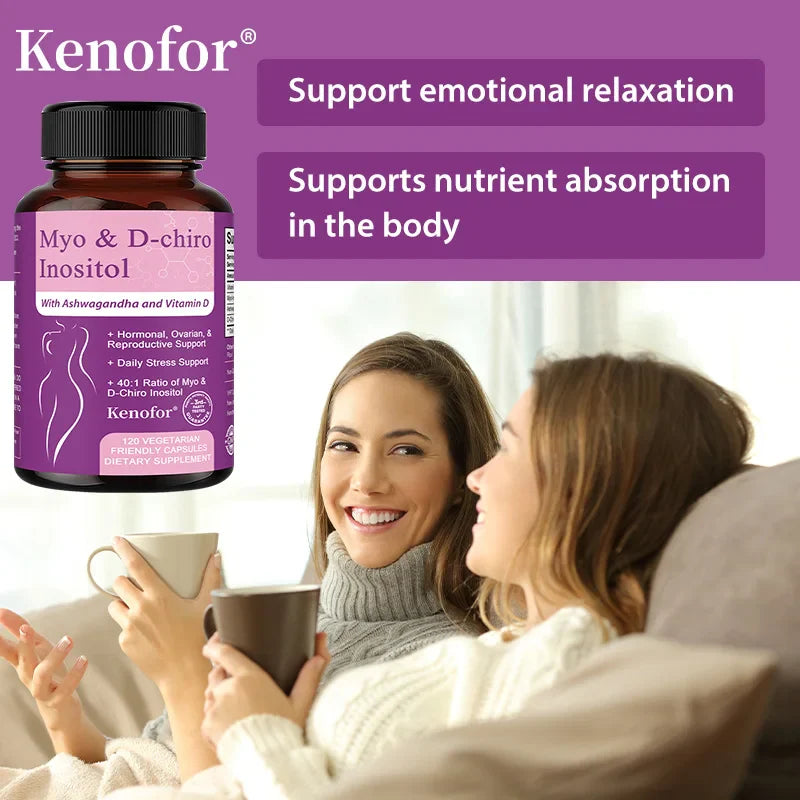 Inositol Supplement for Women, with Ashwagandha & Vitamin D3, Support Nerve Health, Women's Health, 120 Capsules