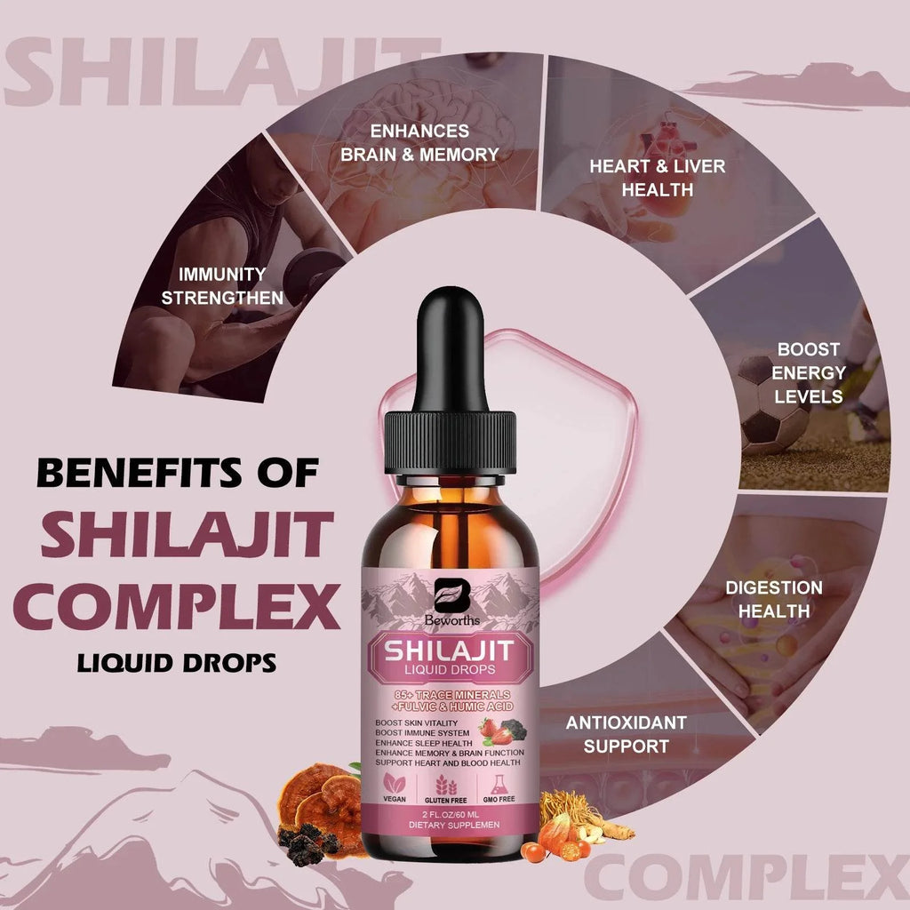 BEWORTHS Himalaya Original Pure Shilajit Drop Naturally Enriched with Fulvic Acid and 85+Trace Minerals, Gluten Free