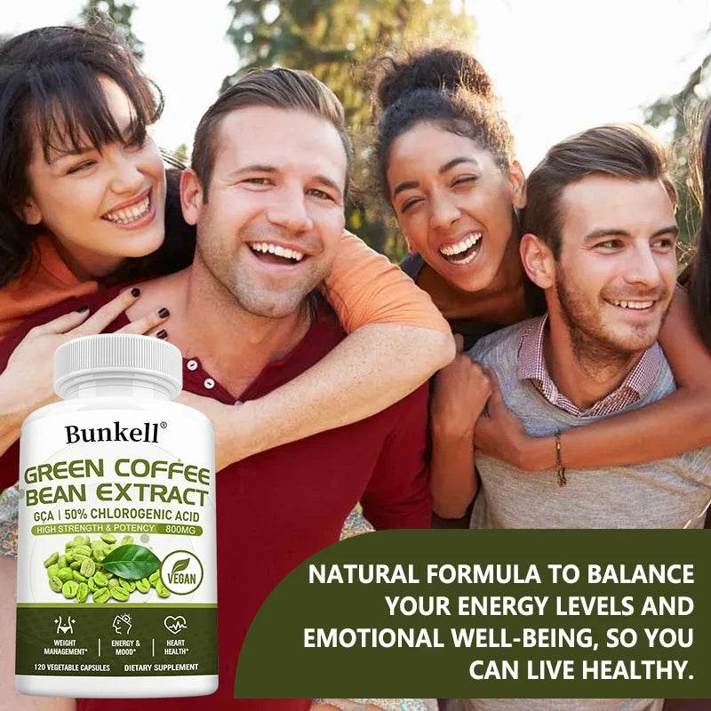 Green Coffee Bean Extract - Fat Burning, Metabolism, Brain Health, Heart and Weight Management, 120 Capsules