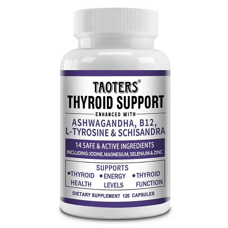 Thyroid Support Supplement - Supports Thyroid Health & Metabolism - With Iodine, Zinc & Selenium, Vitamin B12, 120 Capsules
