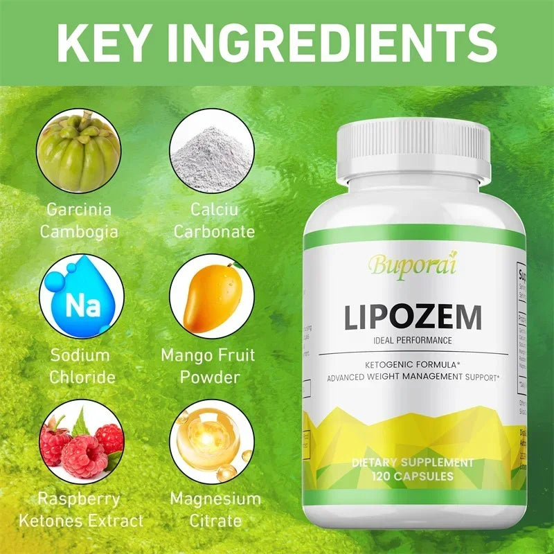 Natural Lipozem - Appetite Suppressant, Fat Burner,Relieves Bloating and Constipation, Improves Metabolism - 120 Capsules
