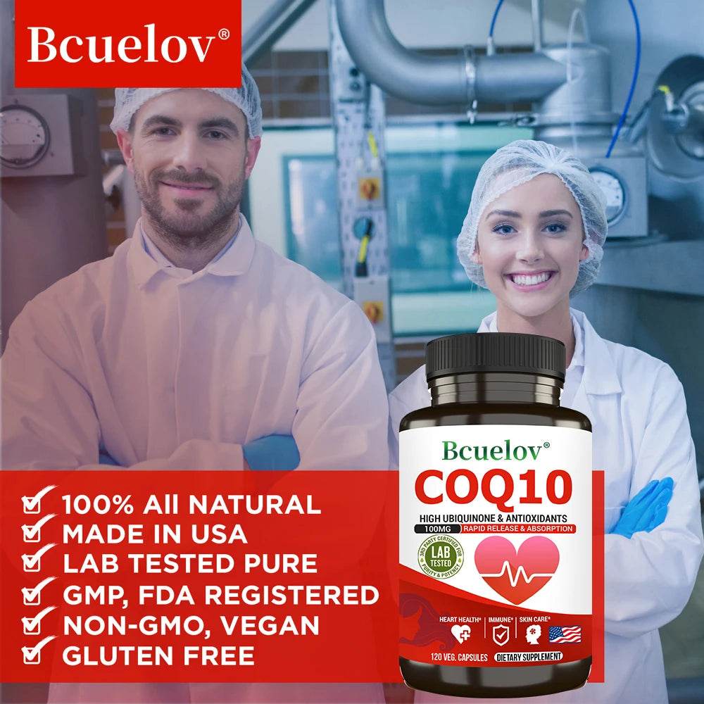 Coenzyme Q-10 Capsules - Natural Antioxidant, 100 Mg CoQ10 Capsules - Cardiovascular Health, Immune Health, Skin Care