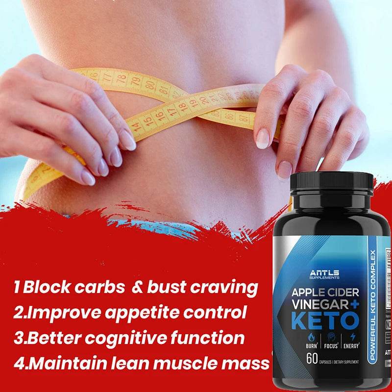 Keto BHB Fat Burner, Weight Management Supplement, Detox, Apple Cider Vinegar, Dietary Capsules
