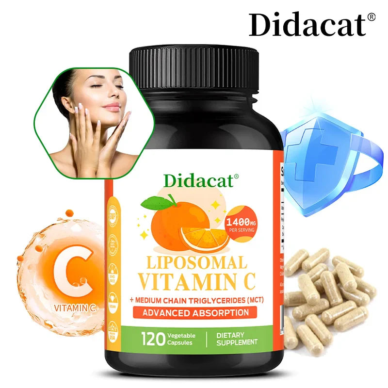Liposomal Vitamin C 1400 Mg - Bone Density, Heart and Brain Health and Natural Calcium Supplement