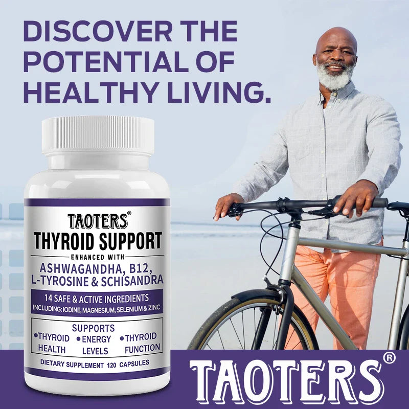 Thyroid Support Supplement - Supports Thyroid Health & Metabolism - With Iodine, Zinc & Selenium, Vitamin B12, 120 Capsules