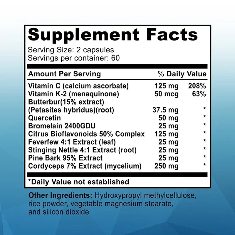 Breathe Free Support - Supports Respiratory, Promotes Lung Cleansing, Boosts Energy Levels, Antioxidant - 120 Capsules