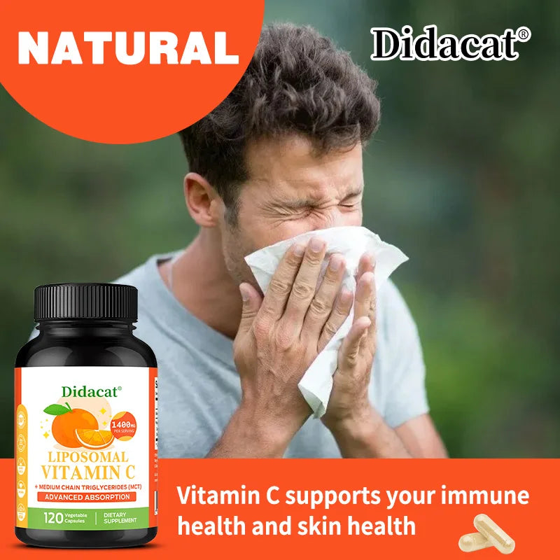 Liposomal Vitamin C 1400 Mg - Bone Density, Heart and Brain Health and Natural Calcium Supplement