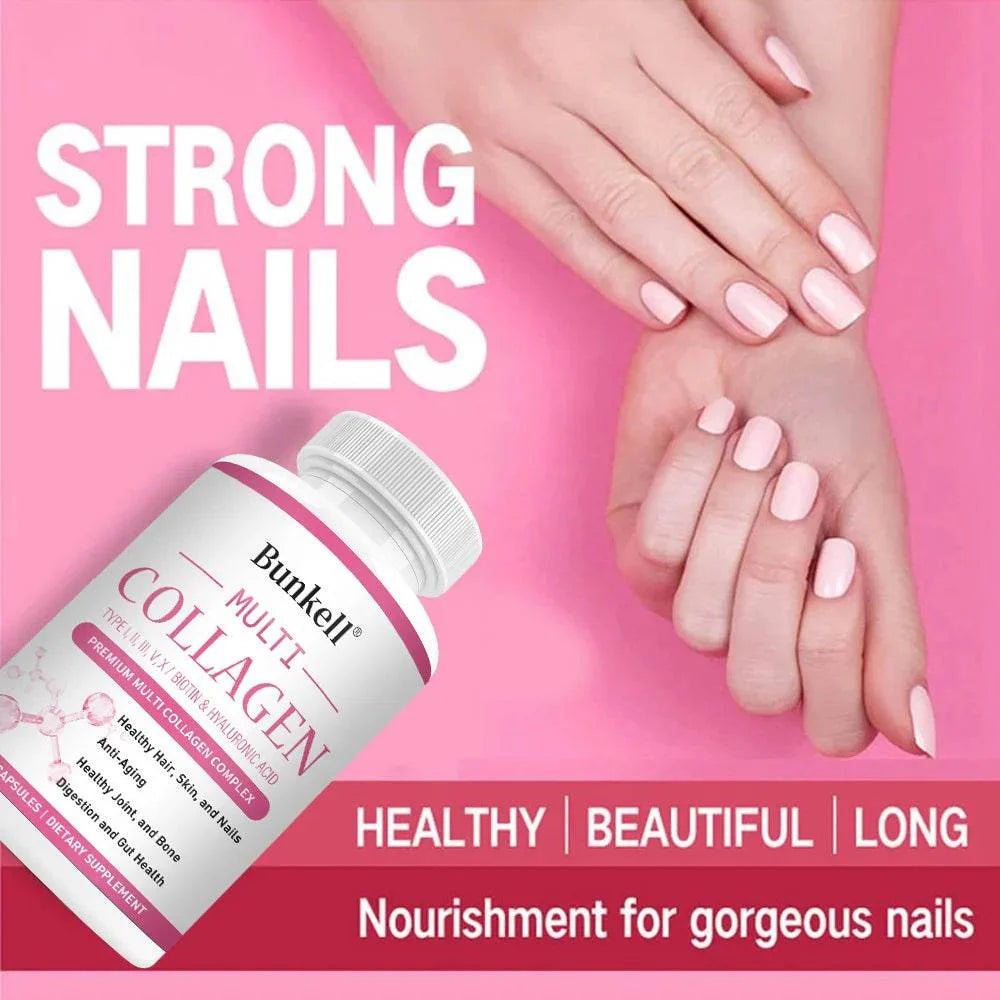 Collagen Complex with Hyaluronic Acid, Biotin - Hydrolyzed Collagen Types I, II, III, V, X; Hair, Skin, Nails, Joint Support