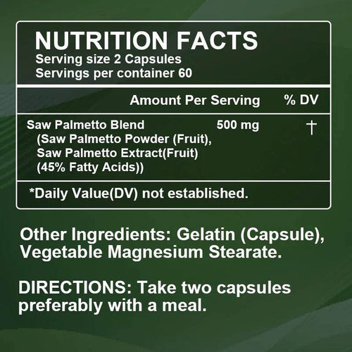 BEWORTHS Saw Palm Capsules Support Male Prostate Health ,Urinary Tract Health Enhance Vitality Support Hair health Hair Growth