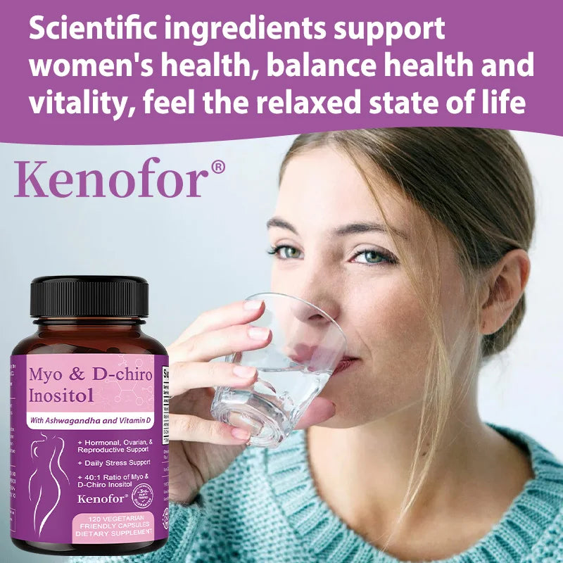 Inositol Supplement for Women, with Ashwagandha & Vitamin D3, Support Nerve Health, Women's Health, 120 Capsules