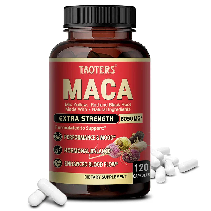 Maca Root Extract Supplement, Strong Oxidant, Supports Strength, Vitality, Fatigue Relief, Energy, 120 Capsules