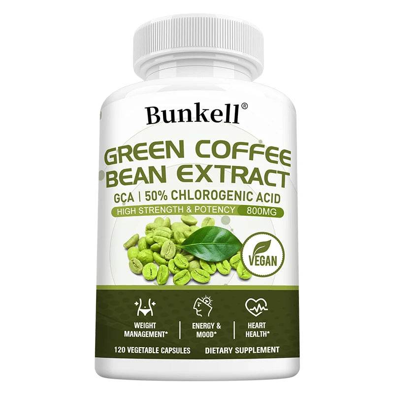 Green Coffee Bean Extract - Fat Burning, Metabolism, Brain Health, Heart and Weight Management, 120 Capsules