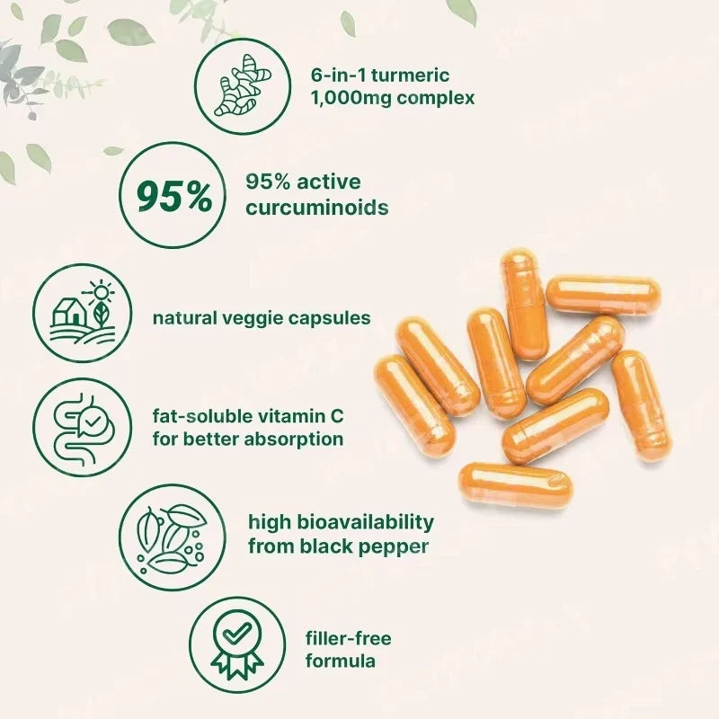Turmeric Plant Extract 120 Capsules Botanical Ingredient Formula for Daily Use No Additives