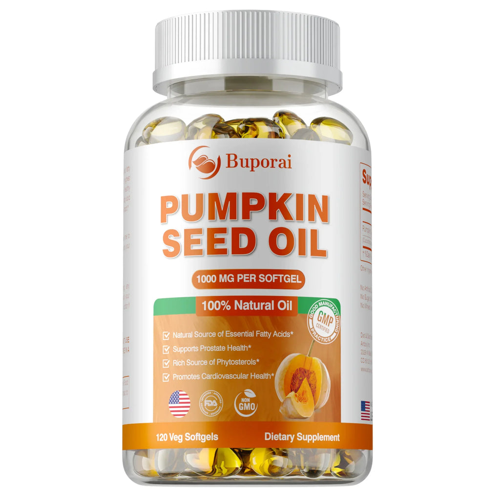 Pumpkin Seed Oil Capsules - Supports Prostate, Bladder,Urinary Tract Health, and Promotes Hair Growth - 120 Capsules