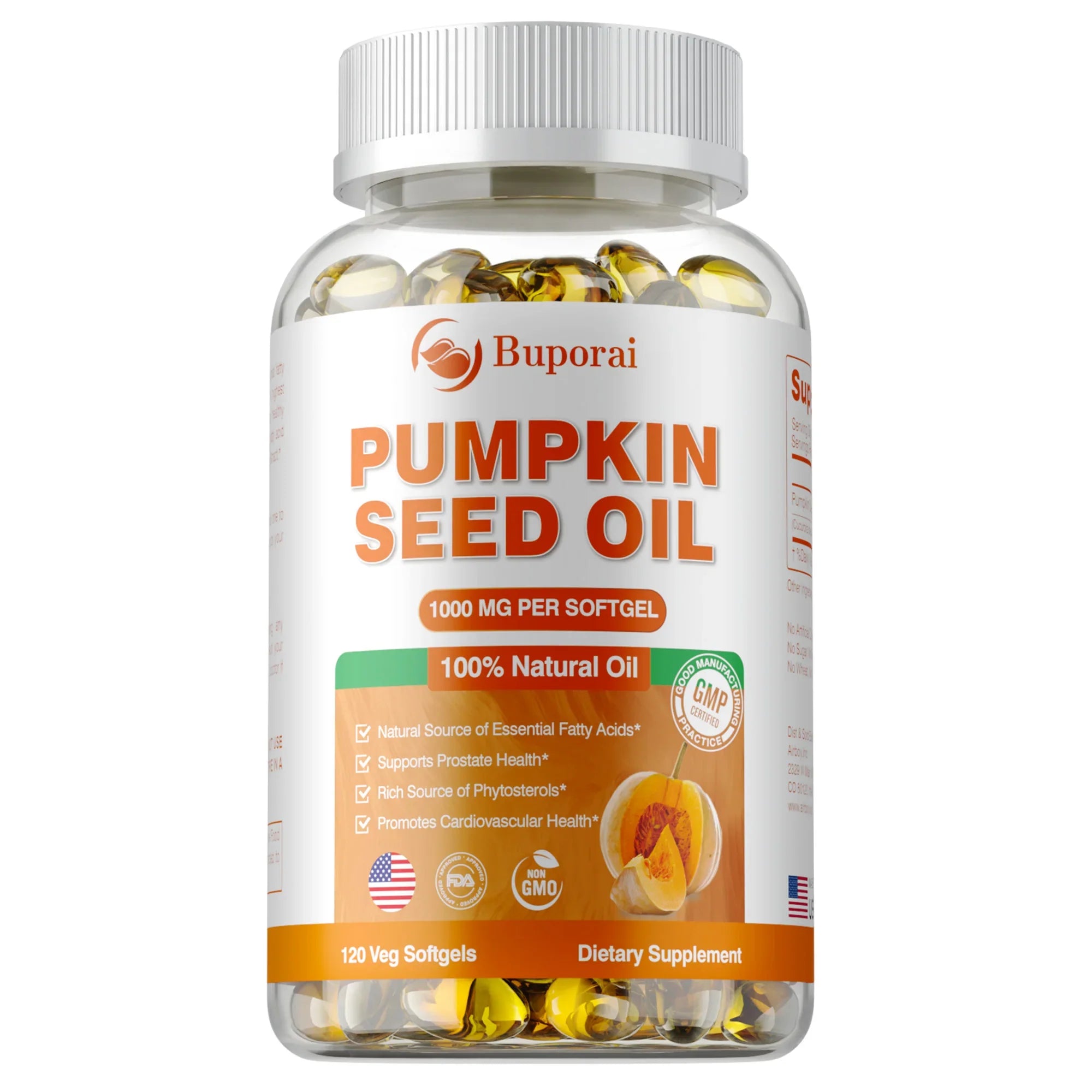 Pumpkin Seed Oil Capsules - Supports Prostate, Bladder,Urinary Tract Health, and Promotes Hair Growth - 120 Capsules