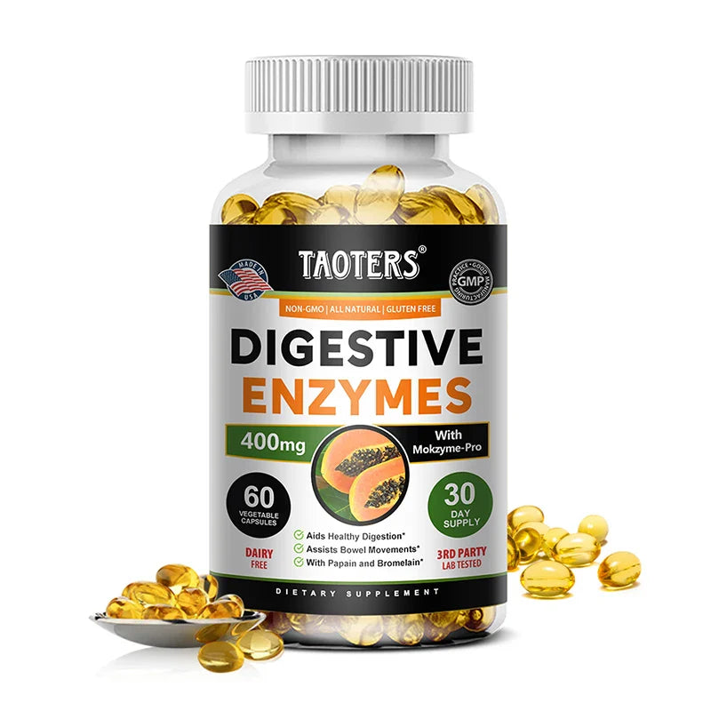 Digestive Enzymes Capsules - Aids in Bowel Movements, Metabolism, Nutrient Digestion and Intestinal Health