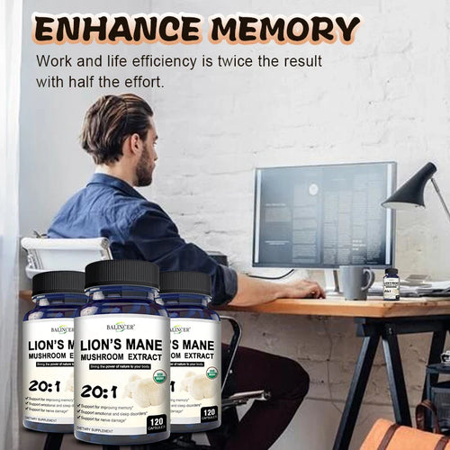 Balincer Lion's Mane Mushroom Extract Supplement for Mood and Sleep Health, Non-GMO, Gluten-free