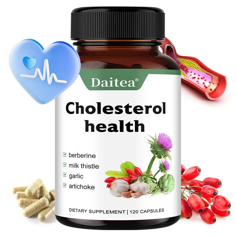Supplements for Cholesterol Health - Natural Support for Heart, Liver, Digestive and Metabolic Health, 120 Vegetarian Capsules