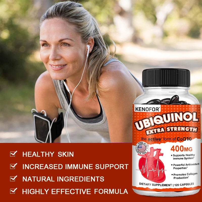 Coenzyme Q10 400 mg Softgel Antioxidant - Excellent absorbency, active form for heart, immune and skin health