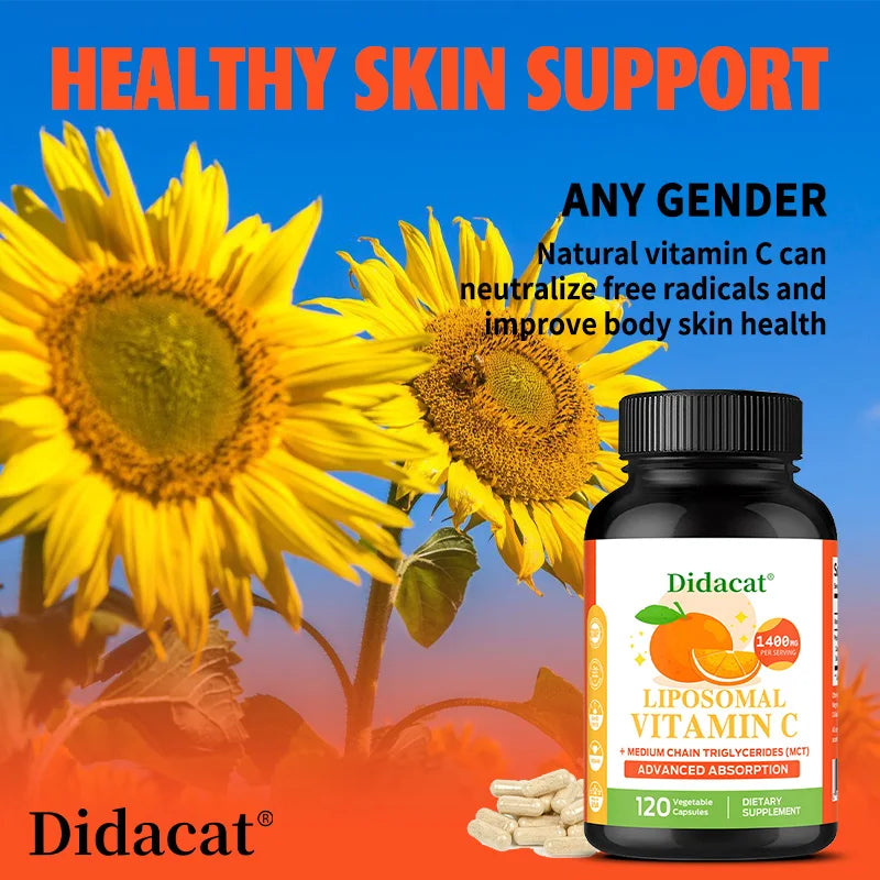 Liposomal Vitamin C 1400 Mg - Bone Density, Heart and Brain Health and Natural Calcium Supplement