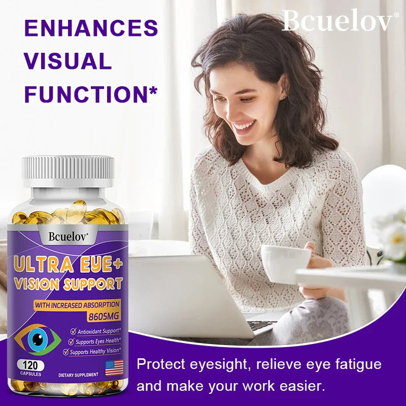Lutein supplement with zeaxanthin, bilberry extract and vitamin A for antioxidant, vision health and eye fatigue relief