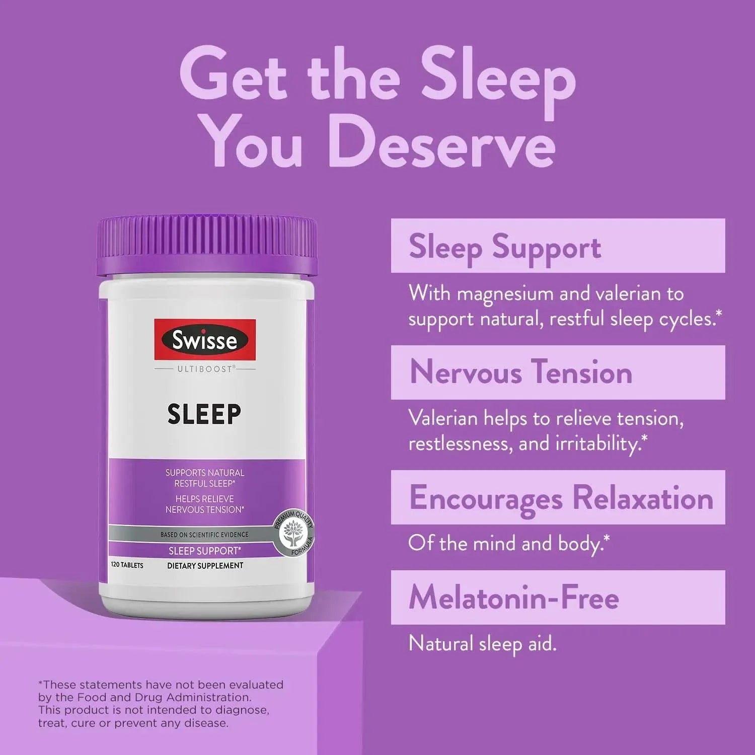 Swisse Sleep Valerian Root Capsules | Valerian Root Extract + Magnesium + Licorice + Hops| Herbal Sleep Supplement | 120 Tablets