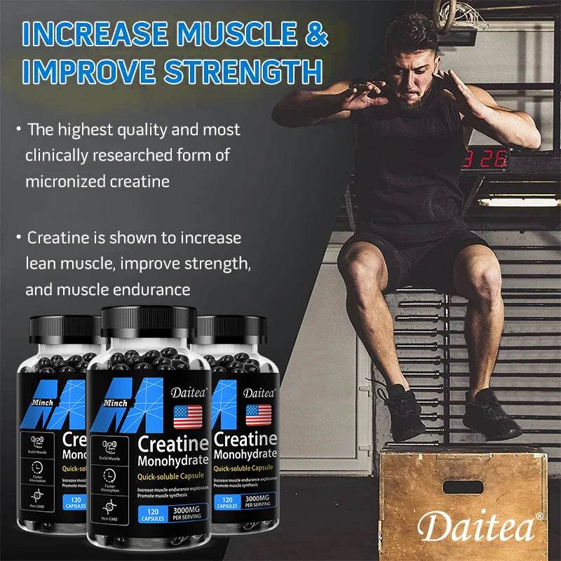 Creatine Monohydrate 3000 Mg, Easy To Absorb, Supports Strength, Muscle, Helps Replenish Muscle ATP Levels, 120 Capsules
