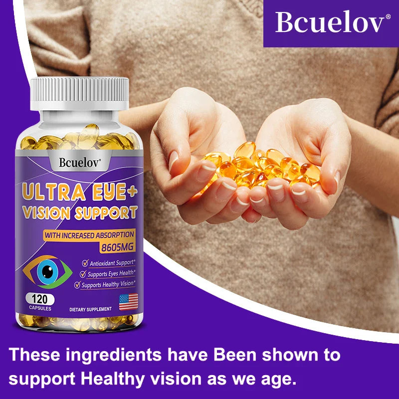 Lutein supplement with zeaxanthin, bilberry extract and vitamin A for antioxidant, vision health and eye fatigue relief