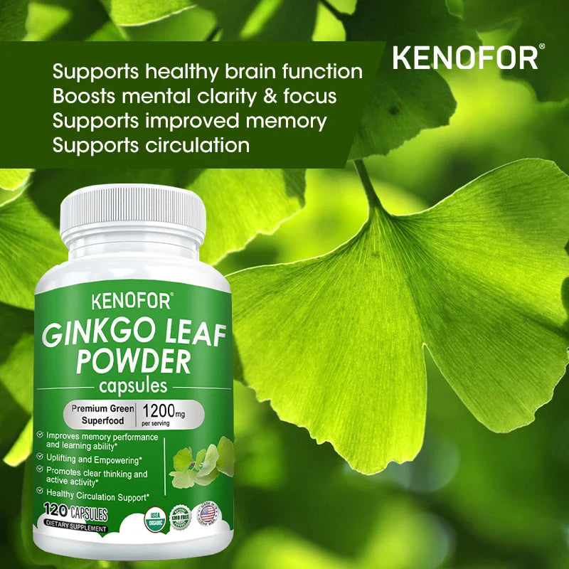 Ginkgo Biloba Extract Capsules, Supports The Cardiovascular System, Improves Concentration, Memory and Learning