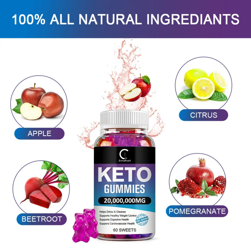 GPGP GreenPeople 60PCS Keto Gummies Keto Gummy Supplement Help For Weight Loss For Women And Men - Cleanse - Detox
