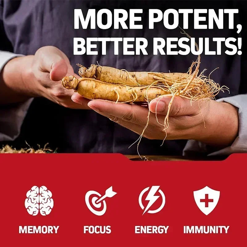 Korean Red Panax Ginseng Supplement - Enhances Endurance and Mood Balance Strong for Energy and Focus - 120 Capsules