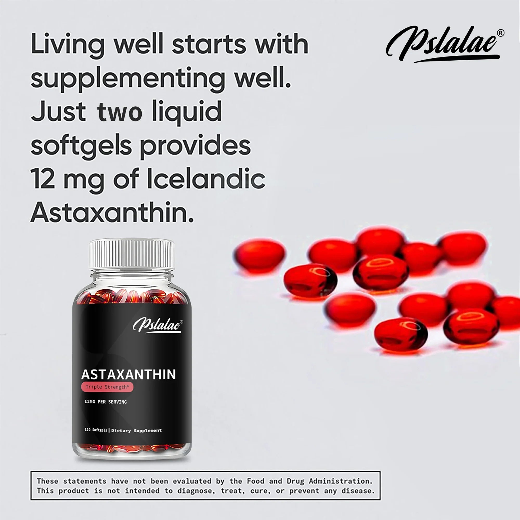 Astaxanthin - Promotes Eye, Joint, Skin and Heart Health, Improves Concentration and Memory  - 120 Capsules
