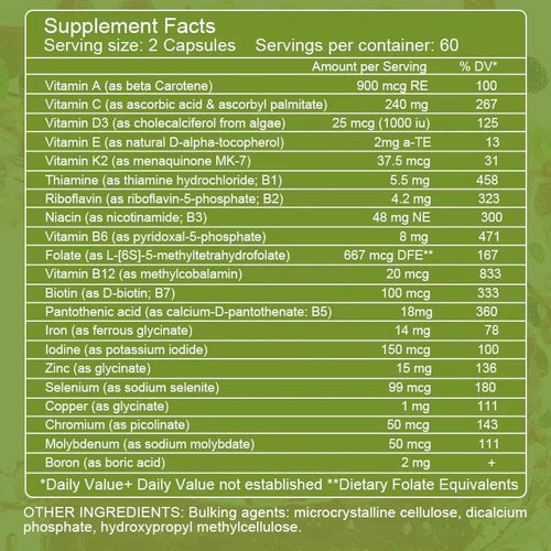 BEWORTHS Complex Vitamin Mineral Capsules Support Immune Health and Metabolic Health Comprehensive Health Support for Adults