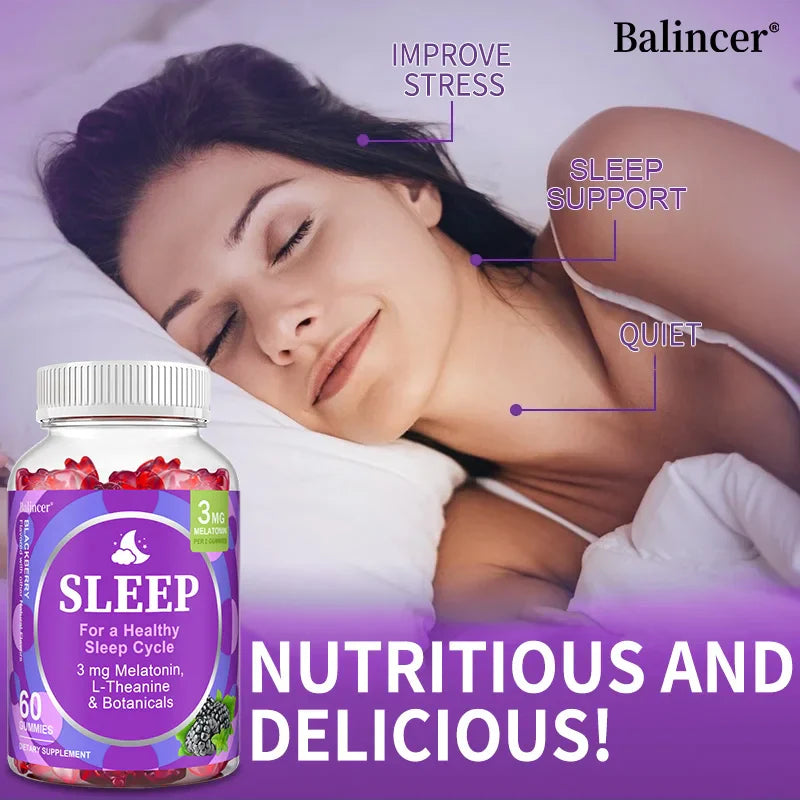 Gummies for Healthy Sleep Cycle, Fall Asleep Naturally, Fight Insomnia, Boost Immunity, Improve Rest Quality, Dietray Supplement
