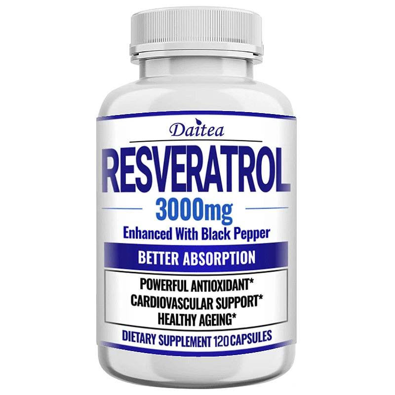 Natural Resveratrol Antioxidant Supplement - Balances Body Energy, Skin Cell Health, Brain Function and Immune System
