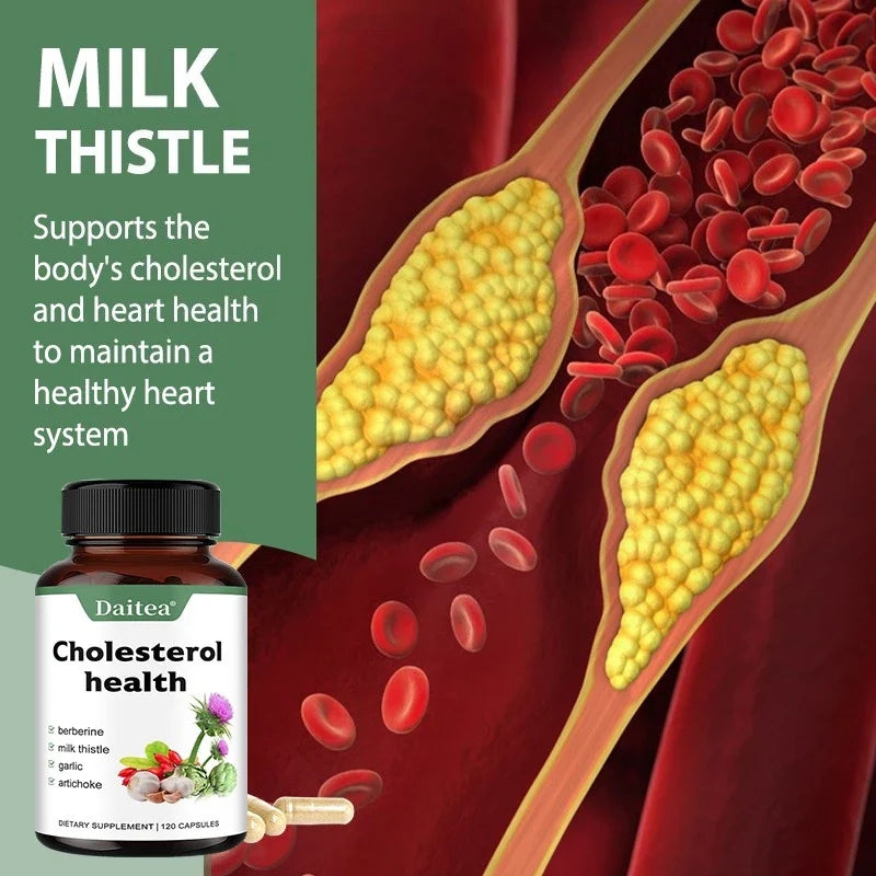 Supplements for Cholesterol Health - Natural Support for Heart, Liver, Digestive and Metabolic Health, 120 Vegetarian Capsules
