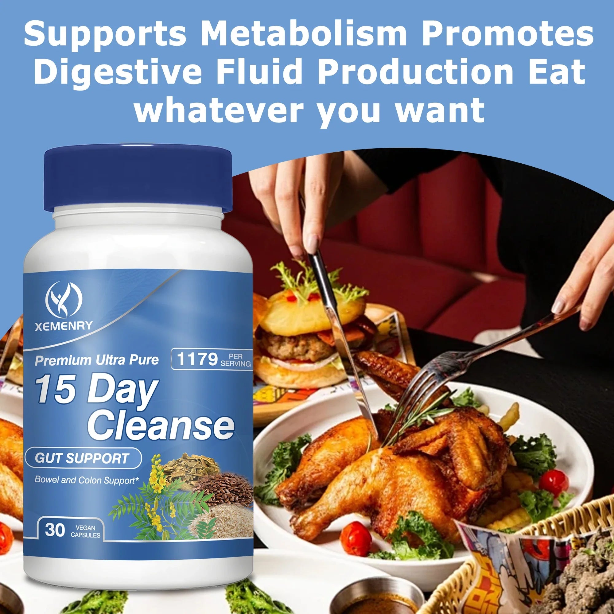15-Day Cleanse and Detox - Improves Digestion, Supports Gut Health,  Metabolism and Promotes Weight Management - 30 Capsules